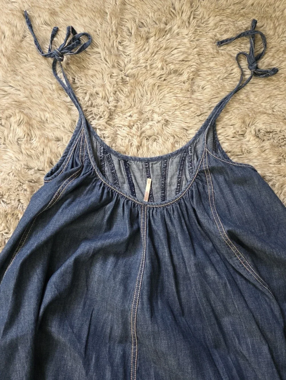 Free People Denim Dreams Midi Dress with Pockets - Blue Women's Size‎ XS